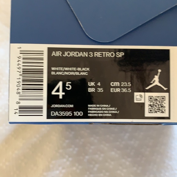 Jordan 3 retro Fragment (yellowing heel tab) Men’s 4.5/ Women’s 6. - Picture 4 of 11